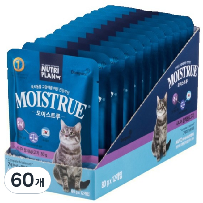 동원뉴트리플랜 고양이 모이스트루 주식파우치, 닭+참치, 80g, 60개