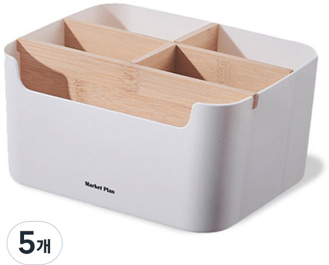 마켓플랜 칸막이 수납 정리함 5칸, 우드앤화이트, 5개