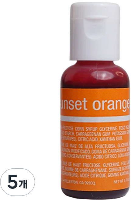 셰프마스터 리쿠아젤 수용성 식용색소 선셋오렌지, 20g, 5개