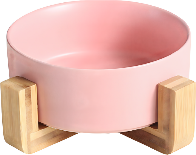 毛皇上 木架陶瓷碗 小 13cm, 粉色, 1個