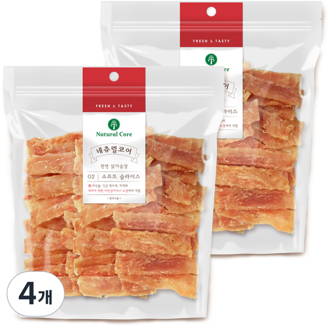 네츄럴코어 강아지 치킨 소프트 슬라이스 간식, 닭, 400g, 4개
