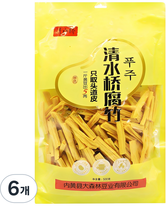 清水橋 切片乾腐竹, 6個, 500g