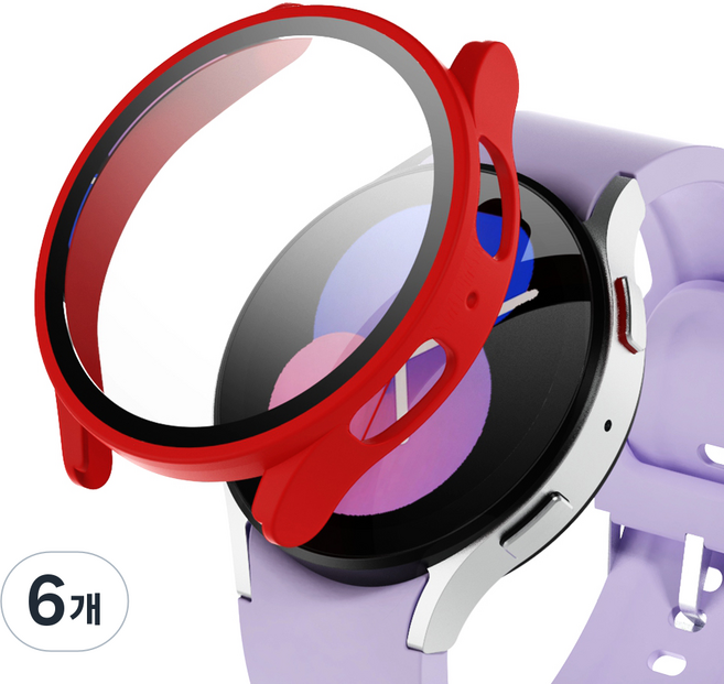 아이엠듀 스마트워치 강화유리 풀커버 케이스 하이브리드, 레드, 6개