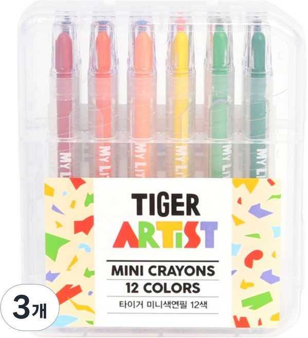 마이리틀타이거 타이거 미니 색연필, 12색, 3개