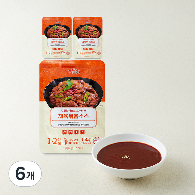 고추명가 제육복음 소스, 150g, 6개
