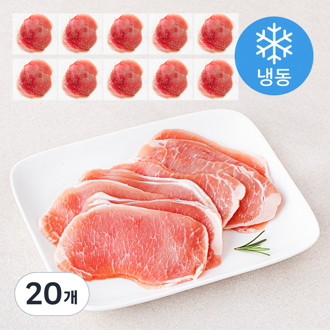 근육꼬기 돈등심 슬라이스 (냉동), 20개, 150g