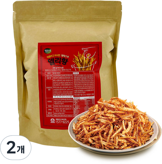 바다소리 델리황 황태스낵 매운맛, 200g, 2개