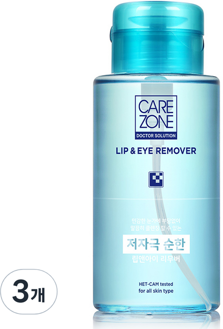케어존 저자극 립 앤 아이리무버, 300ml, 3개