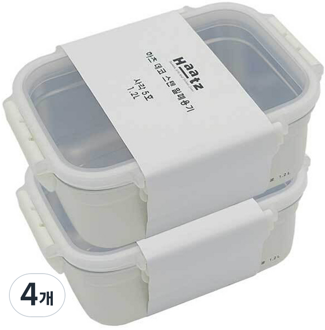 Haatz Deco 不鏽鋼密封容器組, 4個, 1.2L