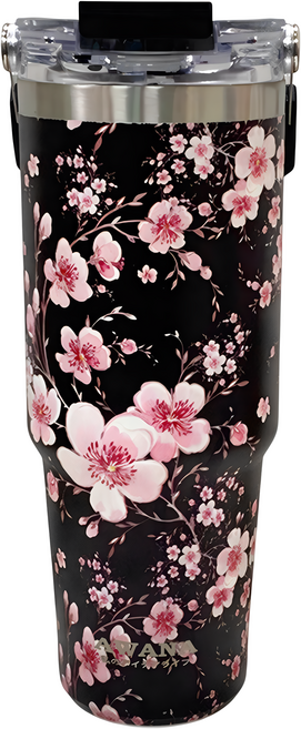 AWANA 花語手提陶瓷杯 AD-900A, 夜櫻花, 1個, 900ml