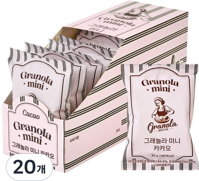 그래놀라하우스 그래놀라 미니 카카오, 30g, 20개