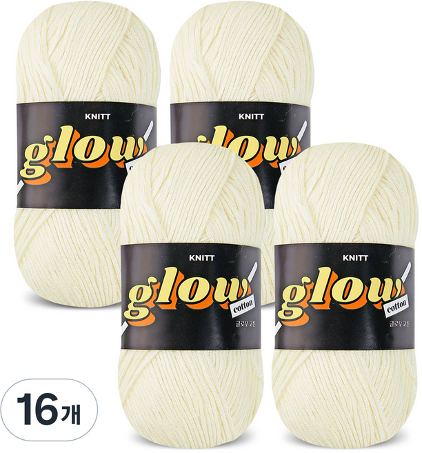 니뜨 글로우 뜨개실 50g, 02 아이보리, 16개