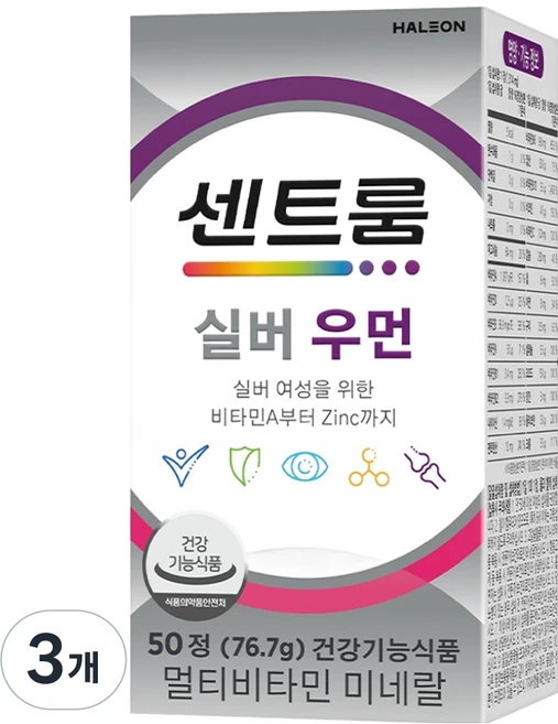 센트룸 실버 우먼 멀티비타민 76.7g, 50정, 3개 - 쿠팡