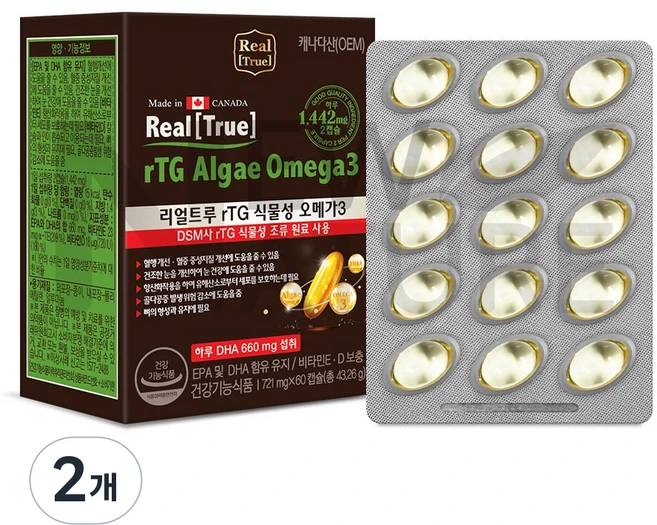뉴네이처 리얼트루 알티지 식물성 오메가3 43.26g, 60정, 2개 - 쿠팡