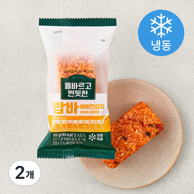 올바르고반듯한 밥바 베이컨김치 (냉동), 100g, 2개