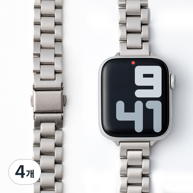 누아트 애플워치 호환 스트랩 슬림핏 라이트 메탈 밴드, 스타라이트, 4개