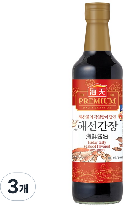 해천 해선간장, 3개, 500ml