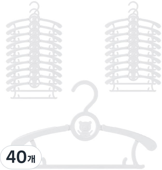아이끌레 곰돌이 길이 조절 옷걸이, 화이트, 40개