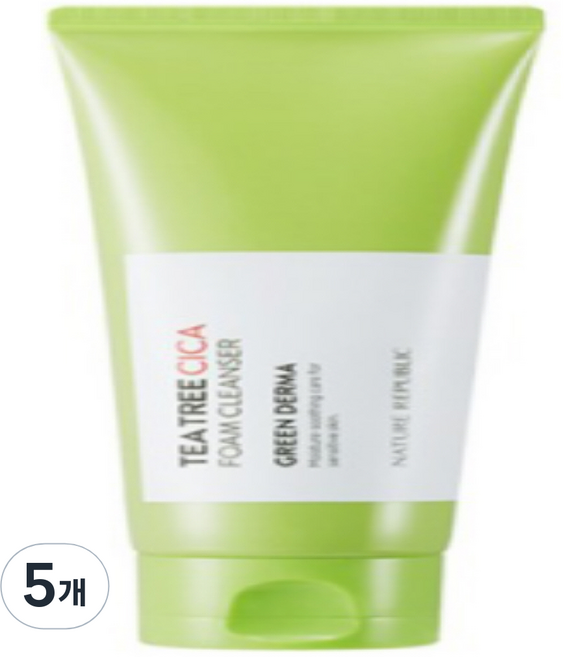 네이처리퍼블릭 그린더마 티트리 시카 폼 클렌저, 150ml, 5개