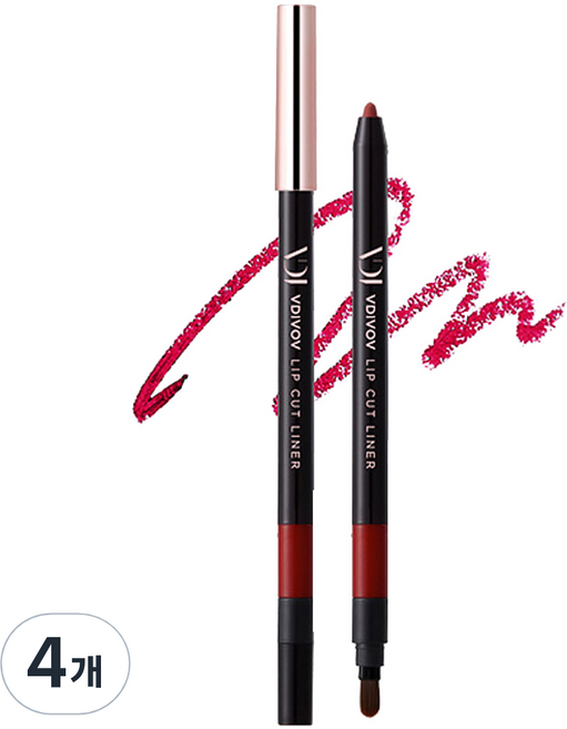 브이디아이 보브 립 컷 라이너 0.5g, PP401 하드 퍼플, 4개