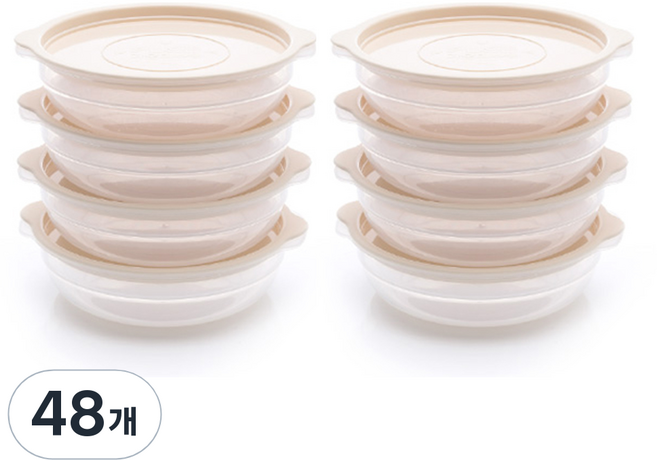 심플 쿡앤밥 전자레인지용 냉동밥 보관용기 아이보리 대 450ml, 48개, 단품