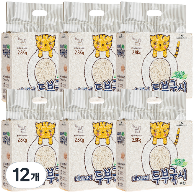 네꼬모리 두부국시 극세입자 고양이 모래, 2.8kg, 12개, 무향