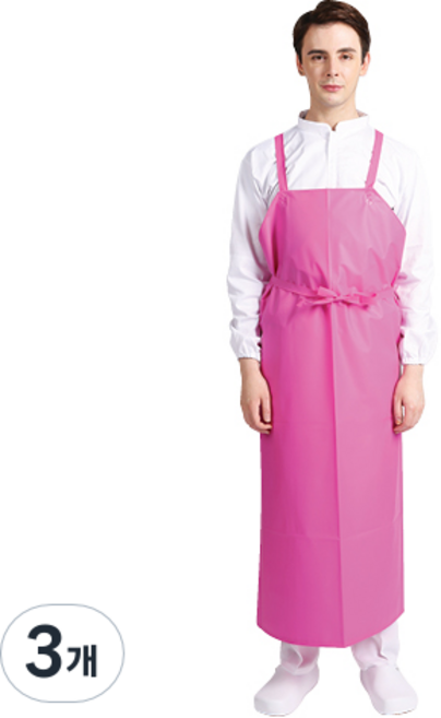 웰프런 우레탄 방수앞치마 H형 특대, 무광핑크, 3개