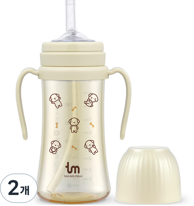 토비앤몰리 토비 PPSU 빨대컵, 280ml, 2개, 토비 바닐라
