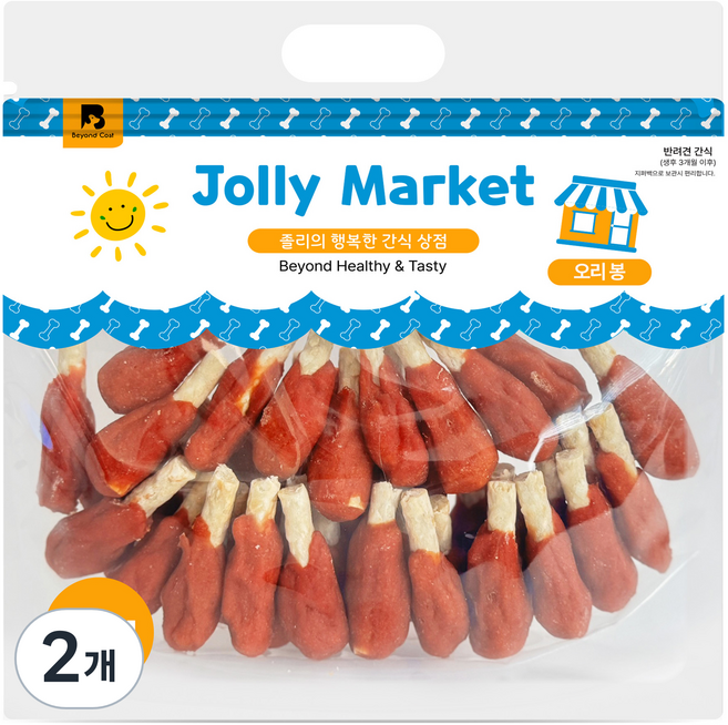 졸리마켓 강아지 대용량 육포, 오리 봉, 1kg, 2개