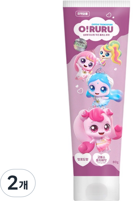 캐치티니핑 오루루 고불소치약, 2개, 80g