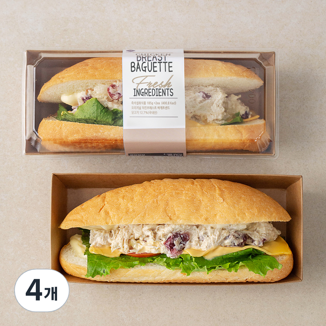이엘후레쉬 치킨브레스트 바게트 샌드위치, 180g, 4개