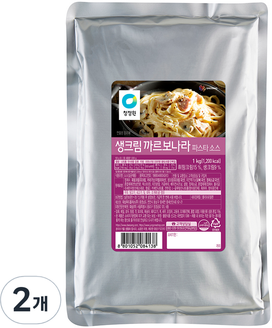 청정원 생크림 까르보나라 파스타소스, 1kg, 2개