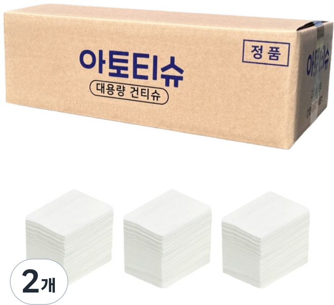 아토티슈 엠보싱 접지형 건티슈, 55g, 300개입, 2개