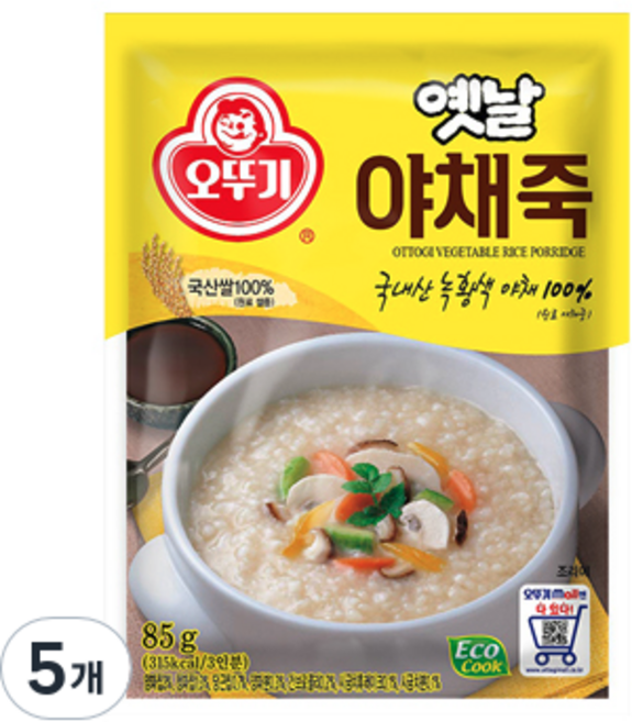 오뚜기 야채죽, 5개, 85g