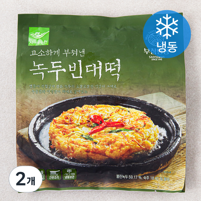 부침명장 녹두빈대떡(냉동), 400g, 2개
