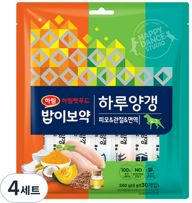 하림펫푸드밥이보약 강아지 하루양갱, 닭고기, 240g, 4세트