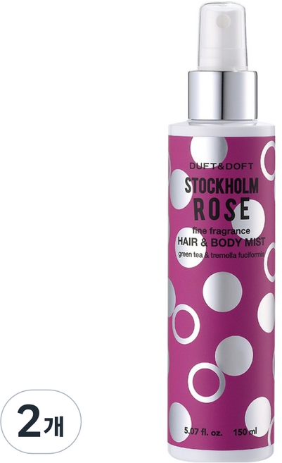 더프트앤도프트 파인프라그란스 헤어 & 바디미스트 스톡홀름로즈, 150ml, 2개