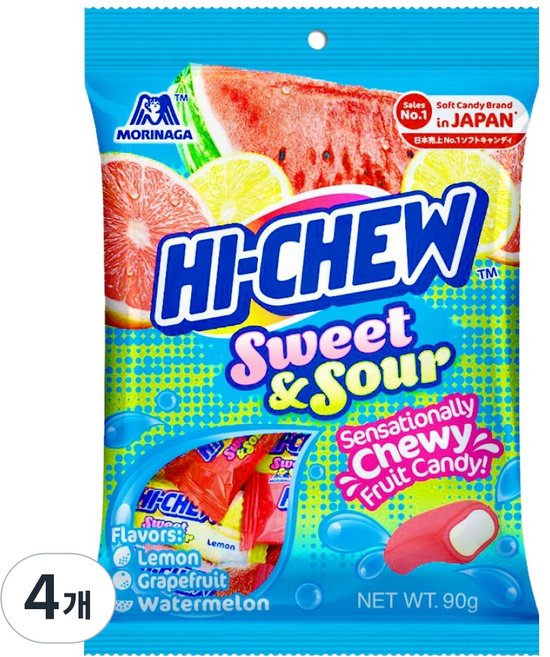 MORINAGA 森永 HI-CHEW 嗨啾 酸甜, 90g, 4個