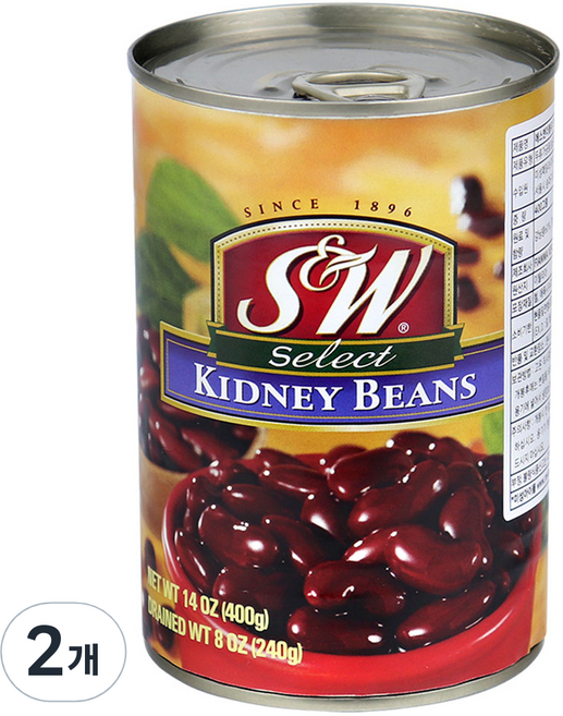 에스앤더블유 키드니빈스 통조림, 400g, 2개