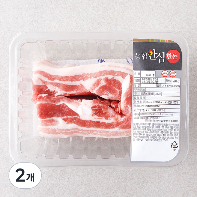 농협안심한돈 삼겹살 보쌈 수육용 (냉장), 600g, 2개