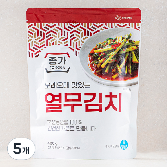 종가 열무김치, 400g, 5개