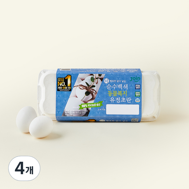 조인 동물복지 인증 백색 유정 초란 440g, 4개, 10구