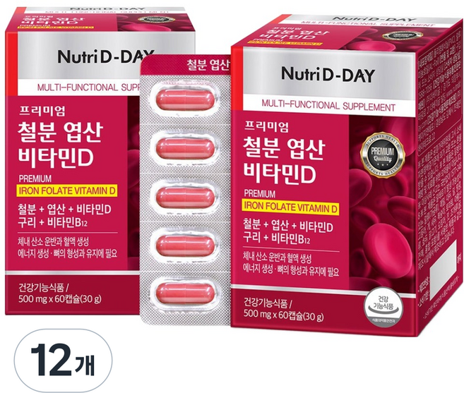Nutri D-DAY 優質鐵質葉酸維他命D 30g, 12個, 60錠