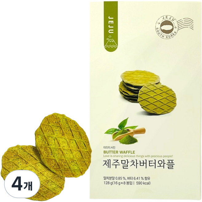 필내음 제주 말차 버터와플, 4개, 128g