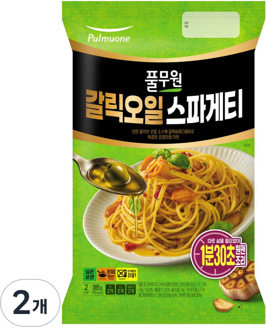 Pulmuone 圃美多 蒜香油義大利麵 2人份, 385g, 2個