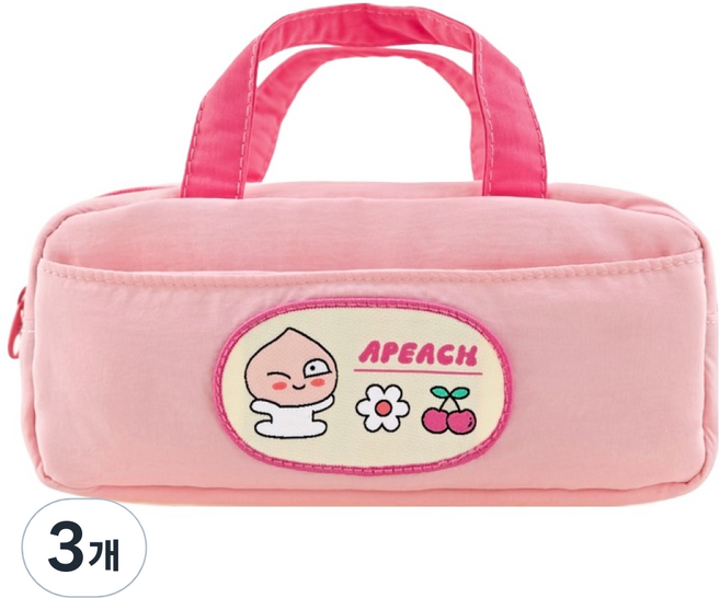 KAKAO FRIENDS Say Cheese 手提屁桃鉛筆盒, 3個, 粉紅色