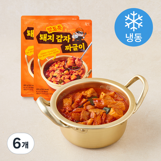 윙잇 밥도둑 돼지 감자 짜글이 (냉동), 400g, 6개