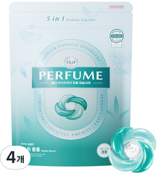CLA 5 in 1 퍼퓸 캡슐세제 미스틱블룸, 4개, 40개입