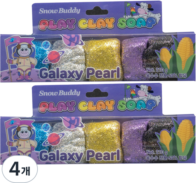 스노우버디 플레이 클레이솝 갤럭시펄 버블배스, 210g, 4개