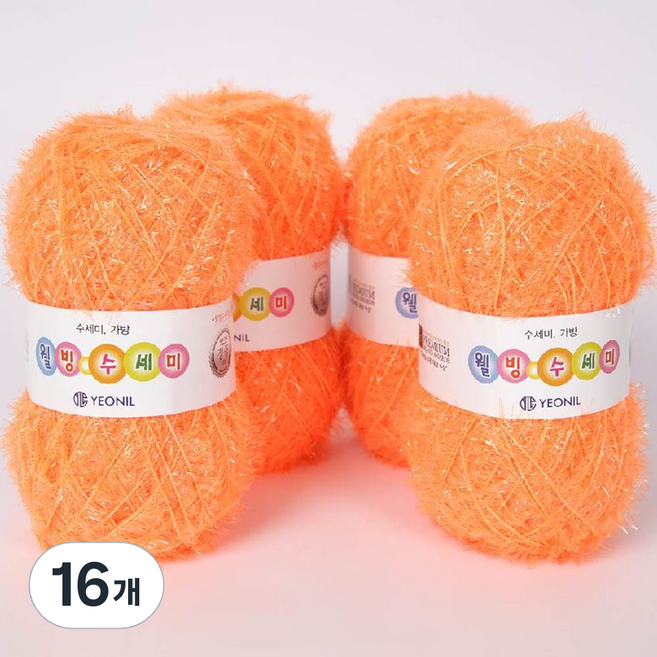 연일섬유 웰빙수세미 실, 17번 형광피치, 16개